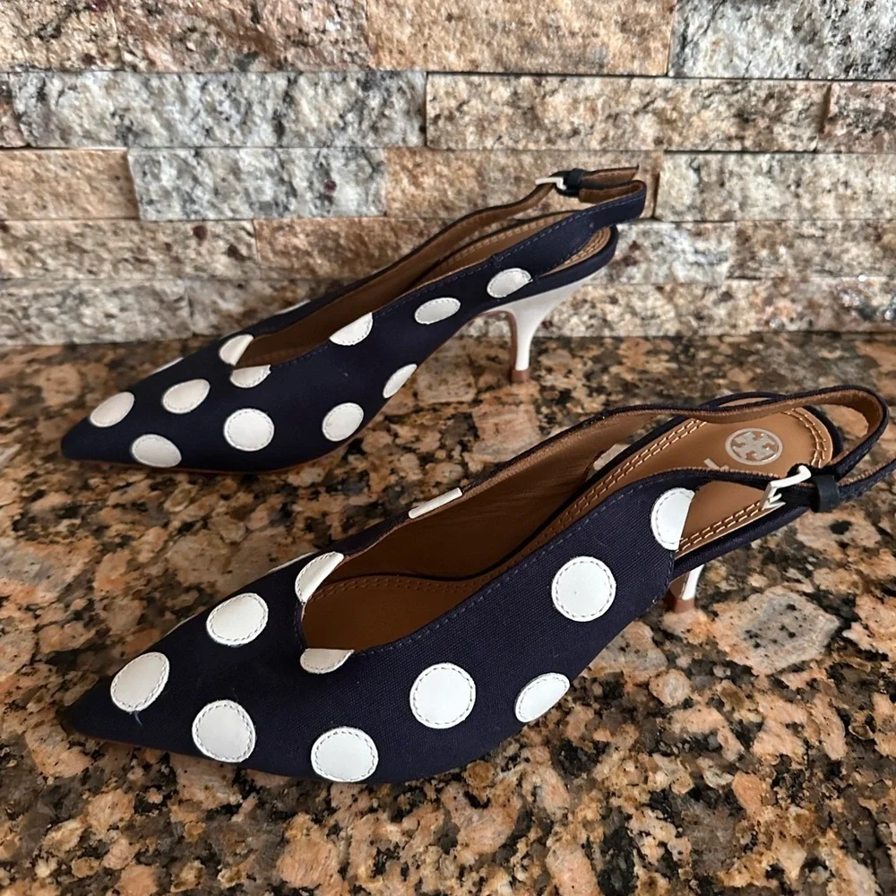 Tory Burch Sling Back Pump Spencer Navy